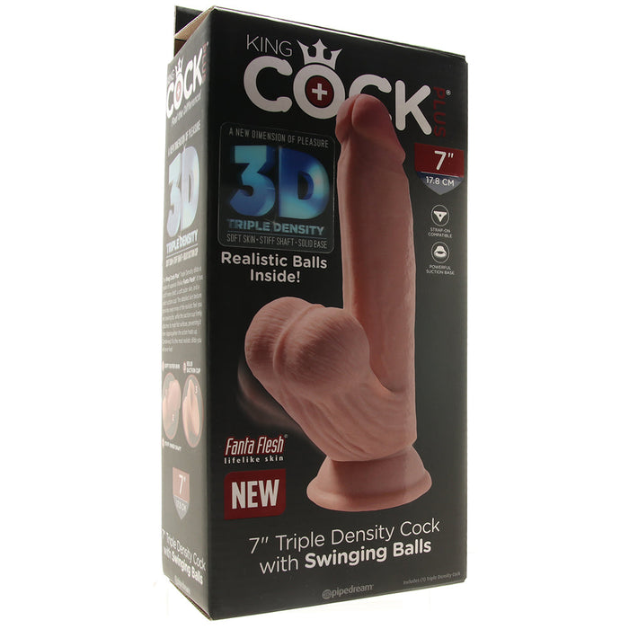 King Cock Plus 7 Inch 3D Cock with Swinging Balls in Light