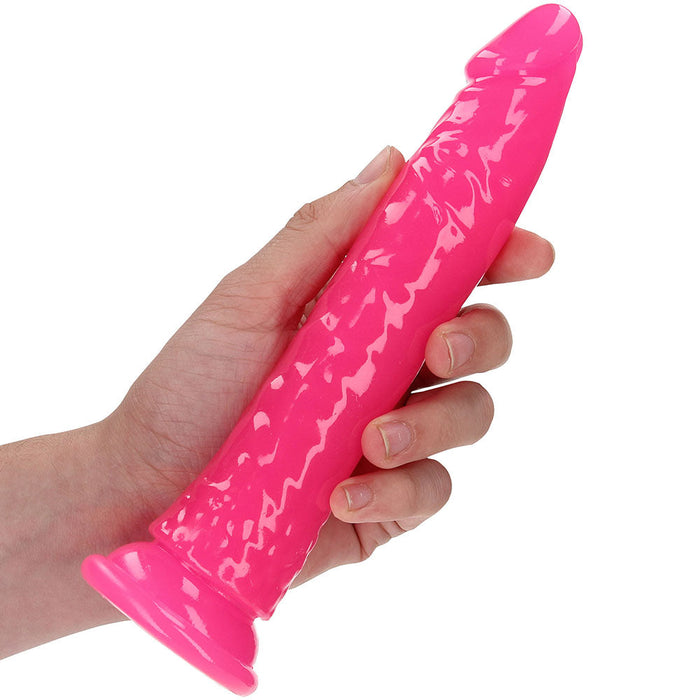 RealRock Glow In The Dark 7 Inch Slim Dildo in Pink