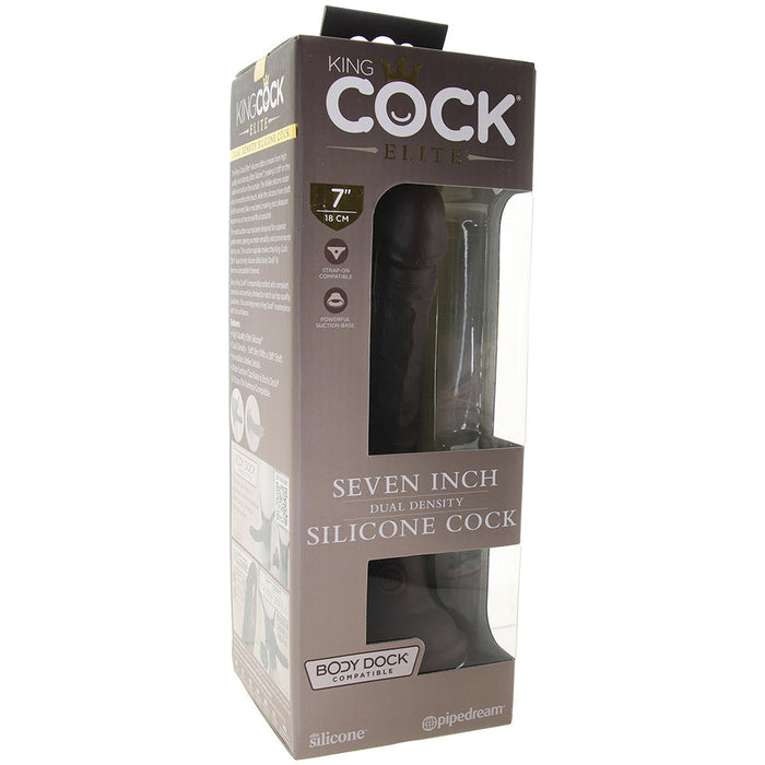 King Cock Elite Dual Density 7 Inch Silicone Cock in Brown