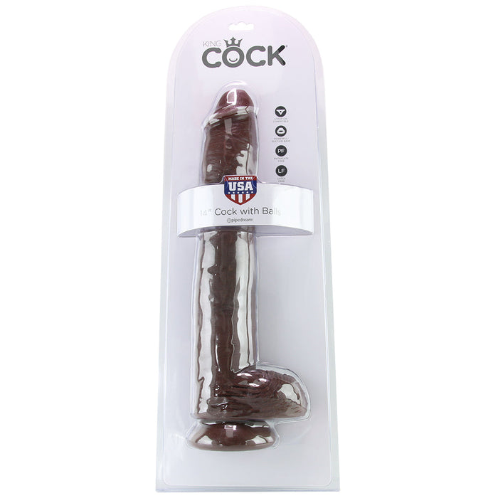 King Cock 14 Inch Cock with Balls in Chocolate