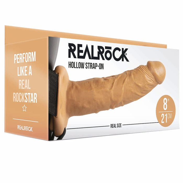 Real Rock Hollow 8 Inch Strap-On in Tan