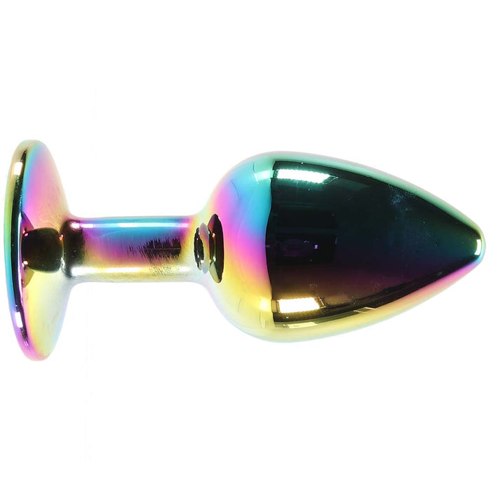 Small Aluminum Plug with Pink Gem in Multicolor