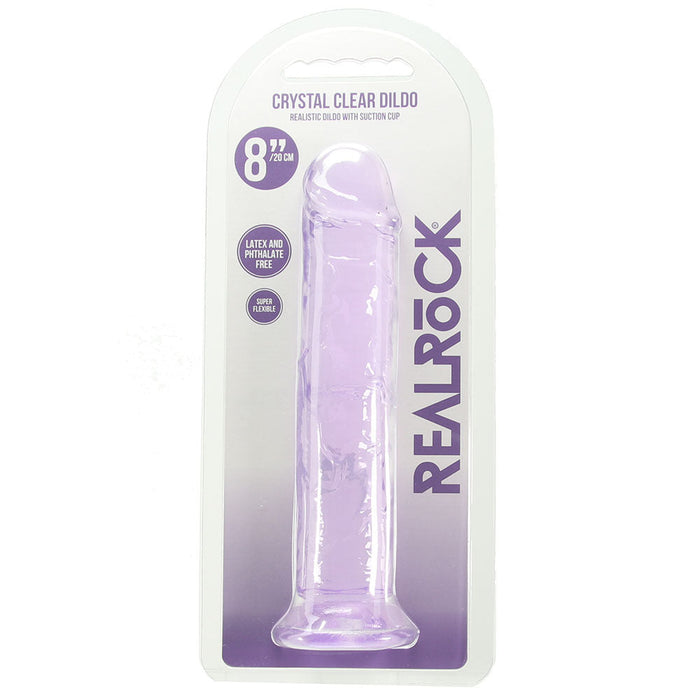 RealRock Crystal Clear Jelly 8 Inch Dildo in Purple