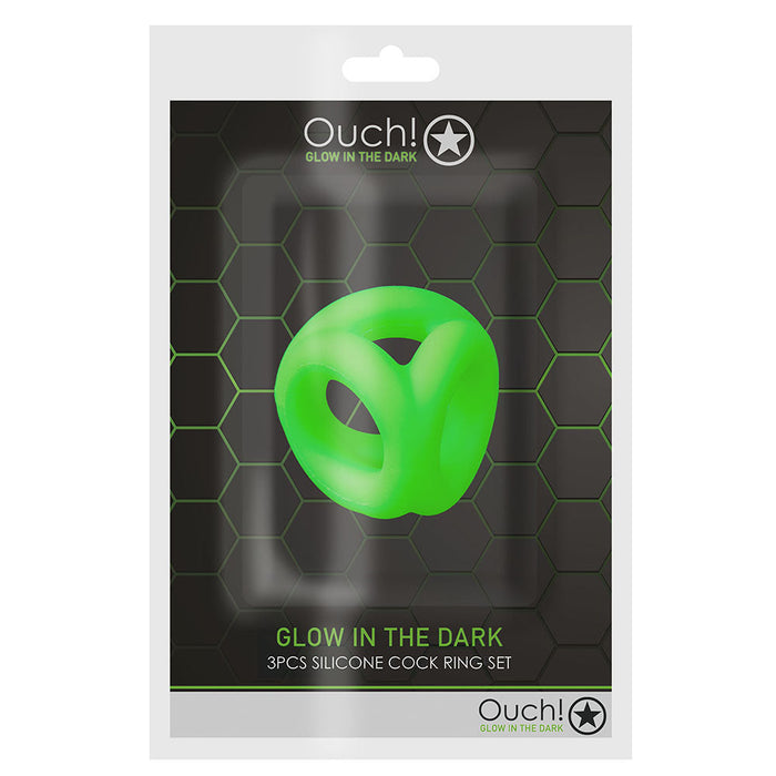 Ouch! Glow In The Dark Silicone Cock Ring & Ball Strap