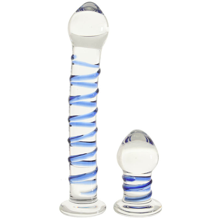 gläs Double Penetration Swirly Dildo & Plug Set