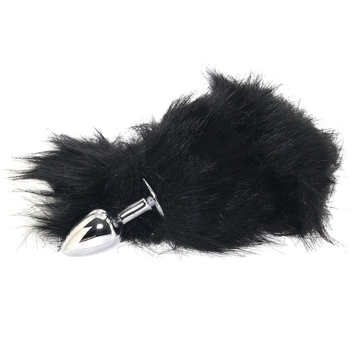 WhipSmart 3 Inch Metal Plug with Fox Tail in Black