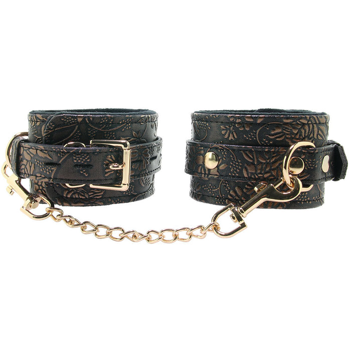 Lockable Lined Wrist Restraint Cuffs in Metallic Floral