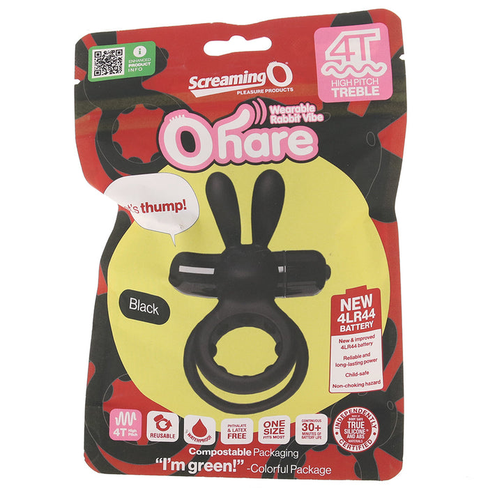 O Hare Treble Vibrating Rabbit Ring in Black