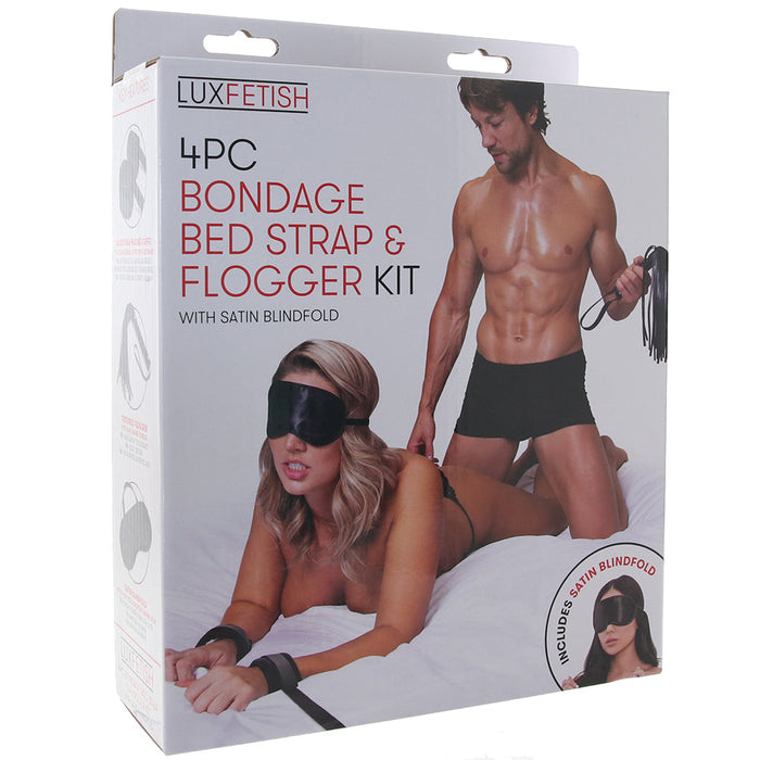 Lux Fetish Bondage Bed Strap & Flogger Kit