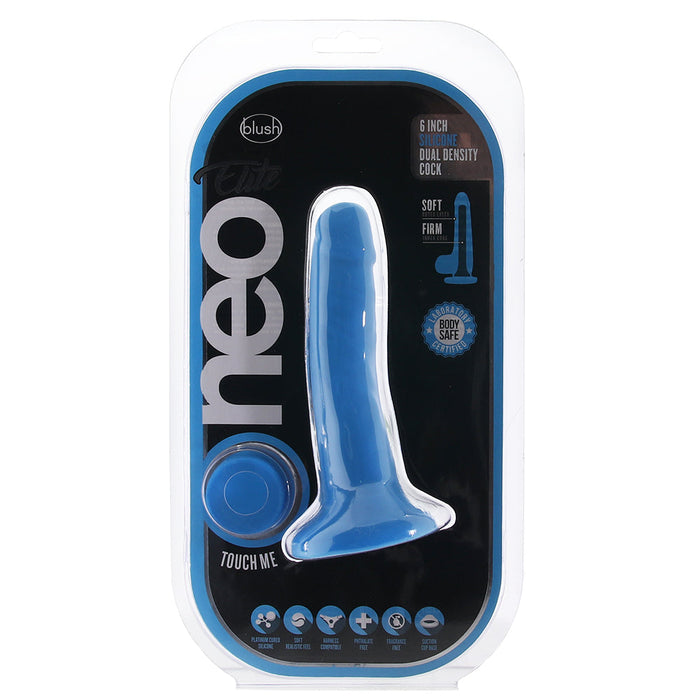 Neo Elite 6 Inch Silicone Dual Density Cock in Blue