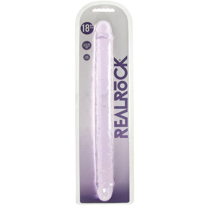 RealRock Crystal Clear Jelly 18 Inch Double Dildo in Purple