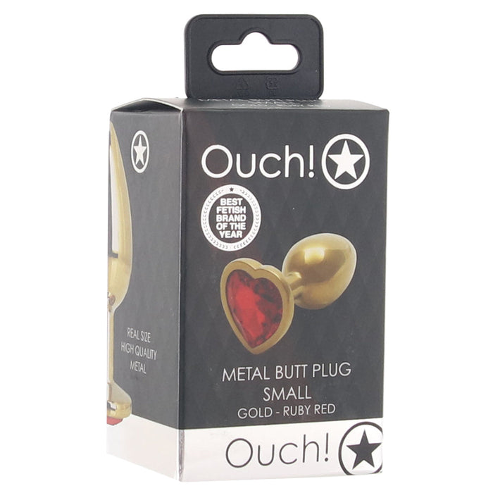 Ouch! Red Heart Gem Gold Plug in Small