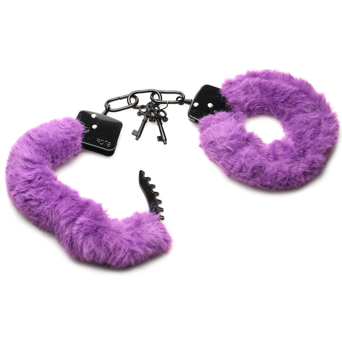 Master Series Cuffed In Fur Furry Handcuffs in Purple