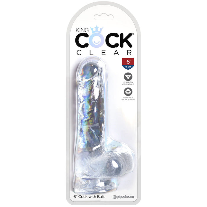 King Cock 6 Inch Ballsy Dildo in Clear