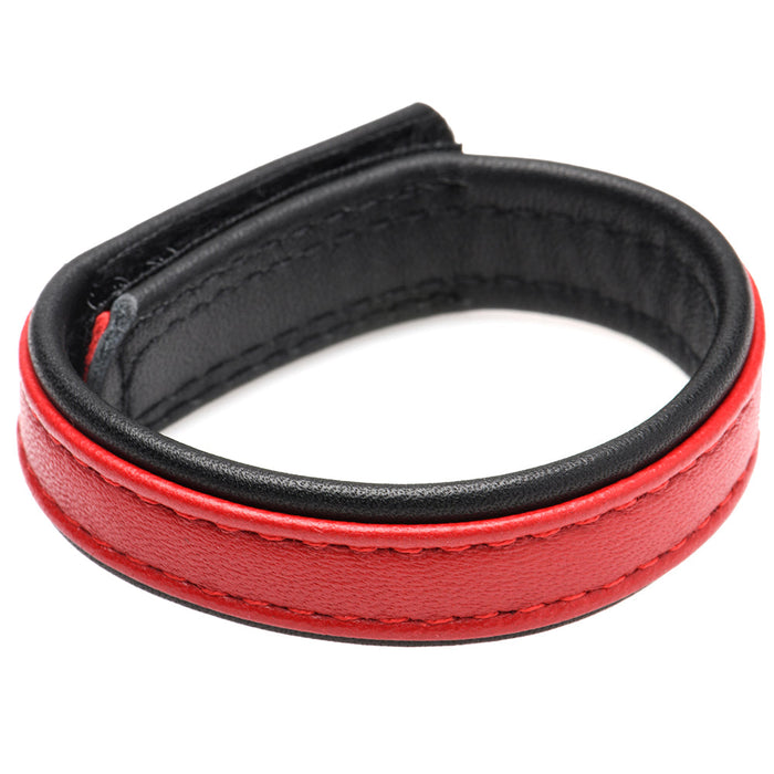 Strict Cock Gear Leather Velcro Cock Ring in Red